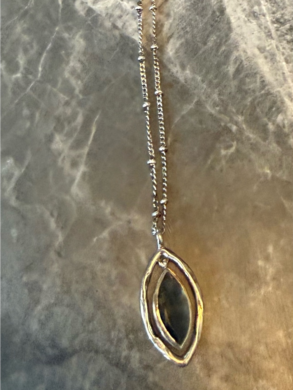 Grace & Heart Marbella Sterling Silver Labradorite Marquise Pendant Necklace